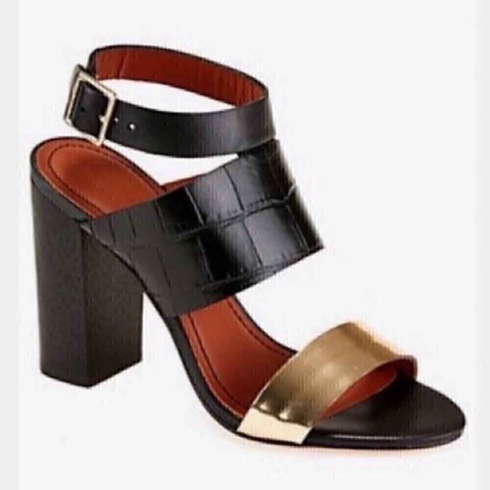 Elizabeth and James Black and Gold Heels